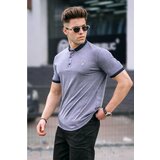 Madmext Blue Polo Collar Basic Men's T-Shirt Cene