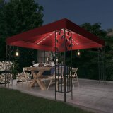 vidaXL sjenica s LED svjetlosnim trakama 3 x 3 m crvena boja vina Cijene