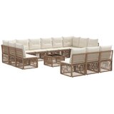 vidaXL Vrtna sedežna garnitura 14 pcs Bež poli ratan, (5000269756) | Shoptok.si