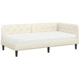 vidaXL Kotna postelja z vzmetnico z vzglavjem krema 90 x 190 cm Žamet | Shoptok.si