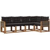 vidaXL Zunanja garnitura za sedenje z blazino 5 pcs Naravna in črna, (5000281612) | Shoptok.si