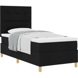 vidaXL Postelja s vzmetnico Črna 90x200 cm Tkanina, (22051195) Cene