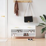 The Living Store Regal za čevlje visok sijaj bel 102x35x55 cm inženirski les - Klop Za Čevlje, (21485539) Cene