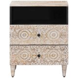  Posteljna omarica Bela 50 x 33 x 60 cm Masiven les manga, (5000210724) | Shoptok.si