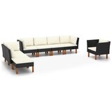 Maison Chic Seti vrtnega pohištva - Vrtna garnitura - Vrtni pohištvo set 8-delna poli ratan in evkaliptus črna, (21803445) | Shoptok.si