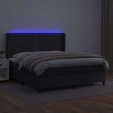  Box spring postelja z vzmetnico LED črna 180x200cm umetno usnje, (20723555) | Shoptok.si