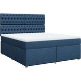 vidaXL Box spring postelja z vzmetnico modra 180x200 cm blago, (21308286) | Shoptok.si
