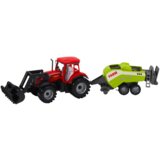 Traktor za igru sa utovarivačem i poljoprivrednom balirkom - crveno/zeleni | shoptok.hr