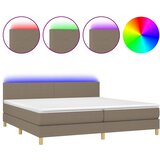  Krevet box spring s madracem LED smeđesivi 200x200 cm tkanina | shoptok.hr