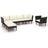 Maison Chic Seti vrtnega pohištva - Vrtna garnitura - Vrtni pohištvo set 7-delna poli ratan in evkaliptus črna, (21807289) | Shoptok.si
