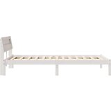 vidaXL okvir za posteljo z LED vzglavjem v beli barvi, 90 x 200 cm, trdi bor | Shoptok.si
