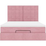  Otomanska postelja z vzmetnicami & LEDs roza 140x190cm žamet, (22054026) | Shoptok.si