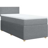 vidaXL Box spring postelja z vzmetnico svetlo siv 100x200 cm blago | Shoptok.si