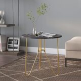 vidaXL Čajna mizica zlata in črn marmor 48 cm MDF in železo | Shoptok.si
