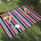  Deka za piknik sklopiva crvena plava pruga 200x150cm baršunasta | shoptok.hr
