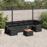  8-dijelni set vrtnih sofa od poliratana s jastucima crni Slike