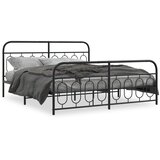  Metalni okvir kreveta uzglavlje i podnožje crni 183x213 cm | shoptok.hr