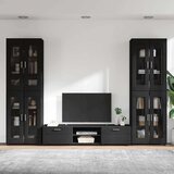  Set TV komoda s ladicama s policom Crna Konstruirano drvo | shoptok.hr
