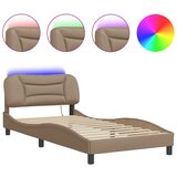 Furnova Posteljni okvir z LED lučkami kapučino 100x200 cm umetno usnje, (21934414) | Shoptok.si