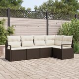 vidaXL set vrtnih kavčev z 5 deli in blazinami rjava poli ratan | Shoptok.si