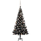 vidaXL umjetno božićno drvce LED s kuglicama crno 150 cm PVC | shoptok.hr