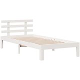 vidaXL Knjižna postelja brez ležišča bela 90x200 cm trdna borovina | Shoptok.si
