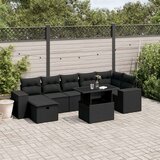  8-dijelni set vrtnih sofa od poliratana s jastucima crni | shoptok.hr