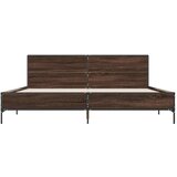  Okvir za krevet smeđi hrast 200x200cm konstruirano drvo i metal | Eponuda.ba