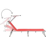Maison Chic Zložljiv Ležalnik - Sončna ležalnik s streho aluminij in tekstil rdeč, (22043282) | Shoptok.si
