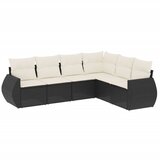 Maison Chic Seti vrtnega pohištva - Vrtna garnitura - Vrtni pohištvo set 6-delna z blazinami črna poli ratan, (21805038) | Shoptok.si