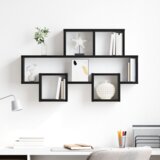 vidaXL Stenska polica Črni hrast 82 x 15 x 51 cm Konstruiran les | Shoptok.si