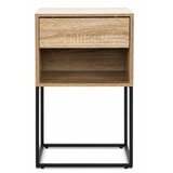 ModernHome GIC-NST65-15 – Noćni ormarić s ladicom i policom, 40 × 38,5 × 64,5 cm, svijetli hrast/crna | shoptok.hr