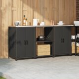 vidaXL Kuhinjski set za shranjevanje 3 pcs Črna 180 x 50 x 92 cm | Shoptok.si