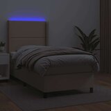 vidaXL Box spring postelja z vzmetnico LED kapučino 90x200 cm, (20892576) | Shoptok.si