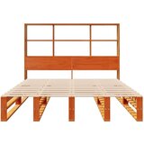  Knjižna postelja brez vzmetnice vošč. rjava 135x190cm trden les | Shoptok.si