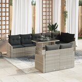 vidaXL 9-delni vrtni set kavč s blazinami svetlo siva poli ratan | Shoptok.si
