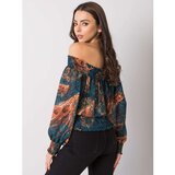 Fashion Hunters Marine brown women's blouse with Nanterre patterns | shoptok.hr