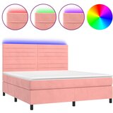  The Living Store Box spring postelja z vzmetnico LED roza 180x200 cm žamet - Box Spring Postelja, (21454830) | Shoptok.si
