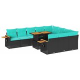  11-dijelni set vrtnih sofa poliratan i bagrem s jastucima crni | shoptok.hr