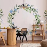  Foto tapeta - Romantic wreath - plant motif with blue flowers and leaves 350x256 | shoptok.hr