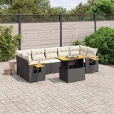 vidaXL Vrtna sedežna garnitura 8-delna z blazinami črn poli ratan | Shoptok.si
