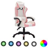 vidaXL Racing stol z RGB LED lučkami roza in črno umetno usnje | Shoptok.si