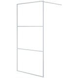 Pregrada za tuš srebrna 100 x 195 cm s prozirnim staklom ESG | shoptok.hr