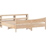  Okvir kreveta s uzglavljem 200 x 200 cm od masivne borovine - Prirodna 200 x 200 cm | shoptok.hr