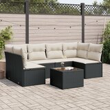 Maison Chic Seti vrtnega pohištva - Vrtna garnitura - Vrtni pohištvo set 7-delna z blazinami črn poli ratan, (21805687) | Shoptok.si