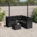 vidaXL 6-dijelni set vrtnih sofa s jastucima crni od poliratana | shoptok.hr