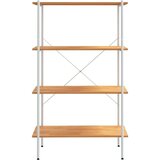 vidaXL 4-nadstropni regal s policami bel in hrast 80x40x130 cm | Shoptok.si
