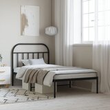vidaXL Kovinski posteljni okvir z vzglavjem črn 100x200 cm Cene