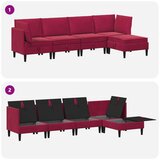  Komplet pohištva za dnevno sobo 5 pcs Vinorodna rdeča Žamet, (5000283098) | Shoptok.si