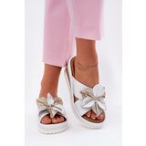 ARTIKER Leather Women's Wedge Sandals With Decorative Flower 52C0537 White | Shoptok.si